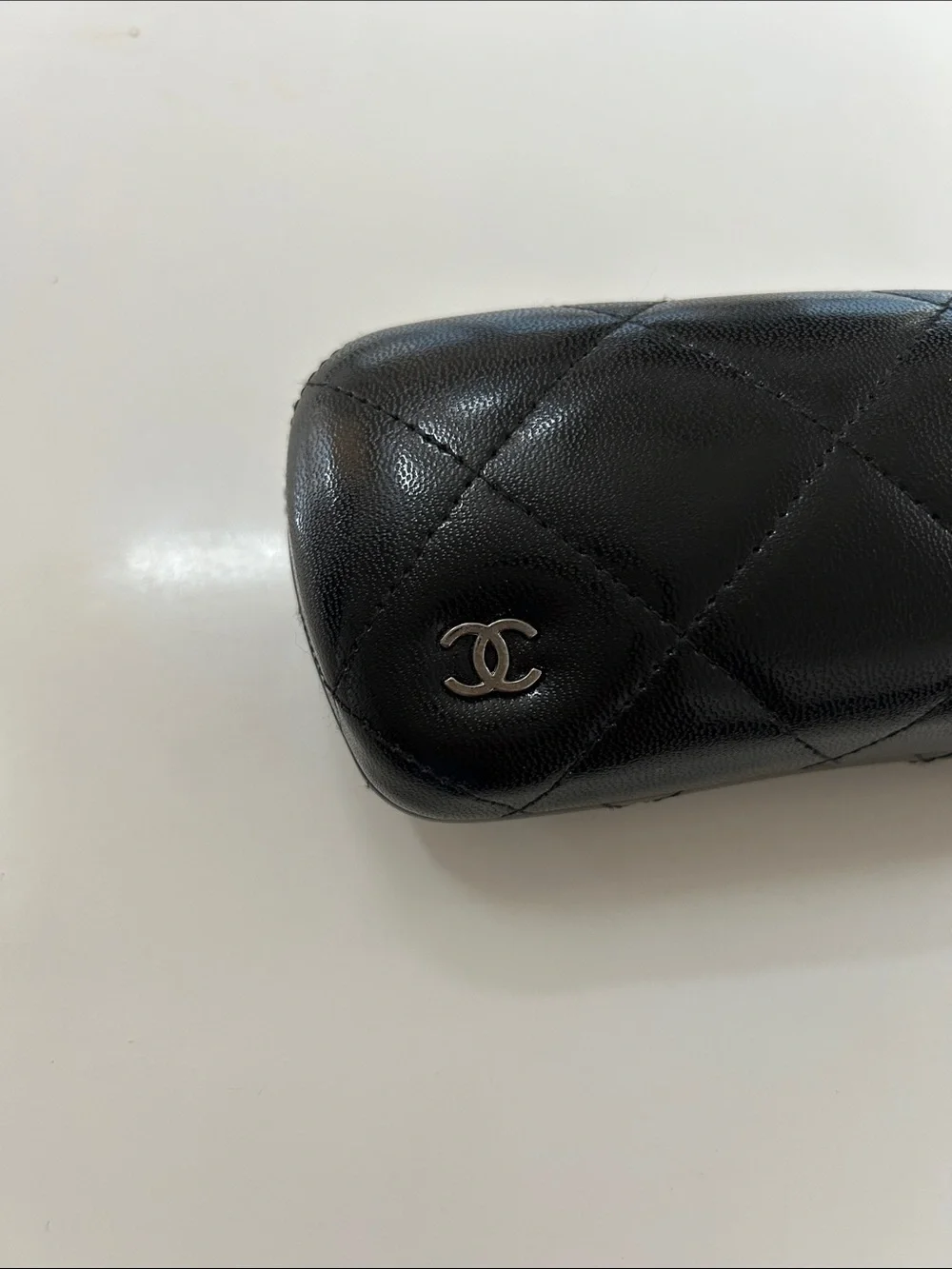 Black Chanel glasses case